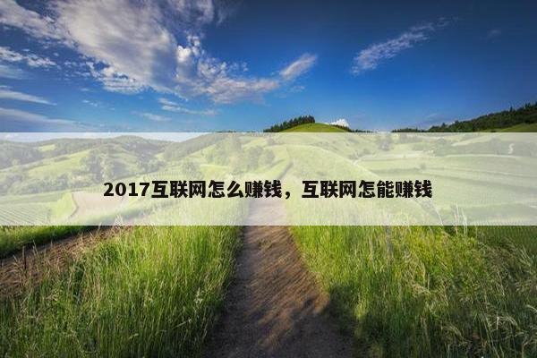 2017互联网怎么赚钱，互联网怎能赚钱