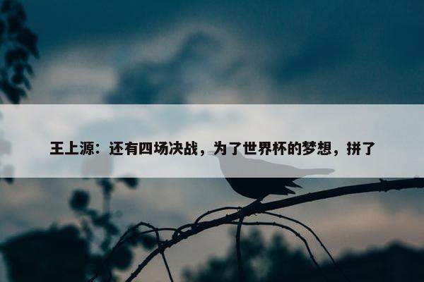 王上源：还有四场决战，为了世界杯的梦想，拼了