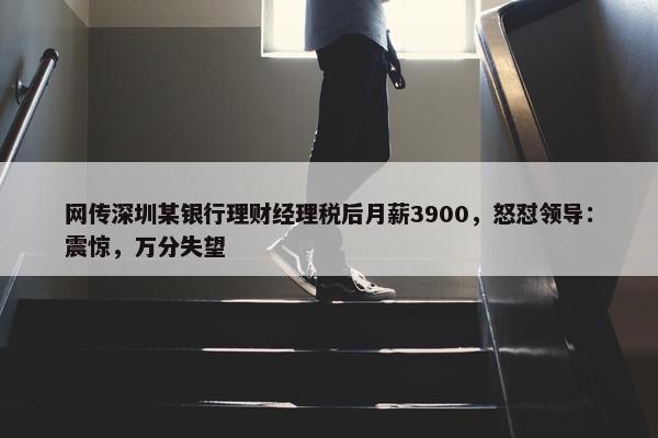 网传深圳某银行理财经理税后月薪3900，怒怼领导：震惊，万分失望