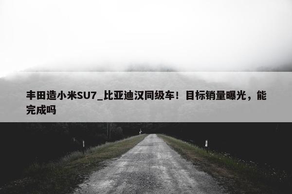 丰田造小米SU7_比亚迪汉同级车！目标销量曝光，能完成吗