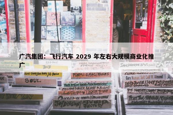 广汽集团：飞行汽车 2029 年左右大规模商业化推广