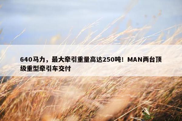 640马力，最大牵引重量高达250吨！MAN两台顶级重型牵引车交付