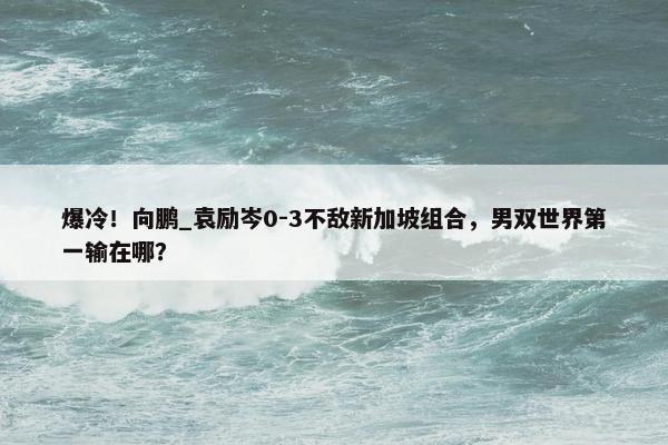 爆冷！向鹏_袁励岑0-3不敌新加坡组合，男双世界第一输在哪？