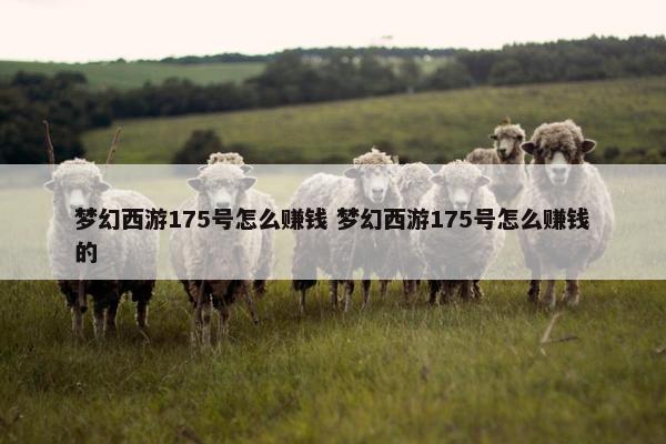 梦幻西游175号怎么赚钱 梦幻西游175号怎么赚钱的