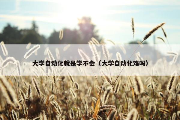 大学自动化就是学不会（大学自动化难吗）