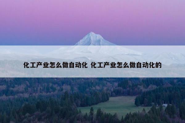 化工产业怎么做自动化 化工产业怎么做自动化的