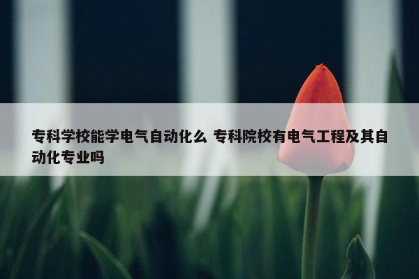 专科学校能学电气自动化么 专科院校有电气工程及其自动化专业吗