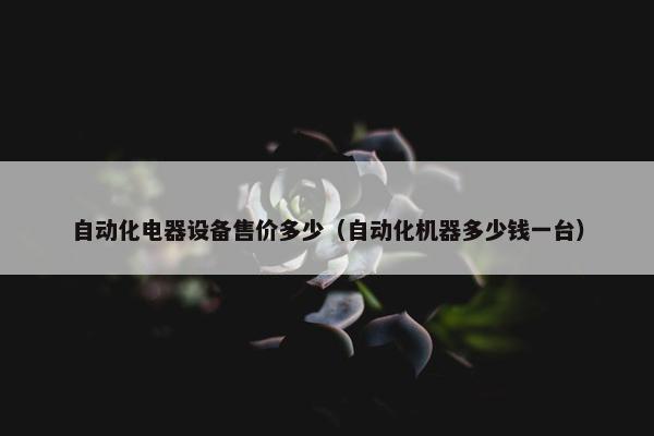 自动化电器设备售价多少（自动化机器多少钱一台）