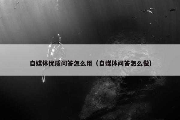 自媒体优质问答怎么用（自媒体问答怎么做）