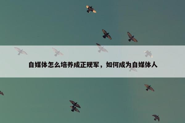 自媒体怎么培养成正规军，如何成为自媒体人