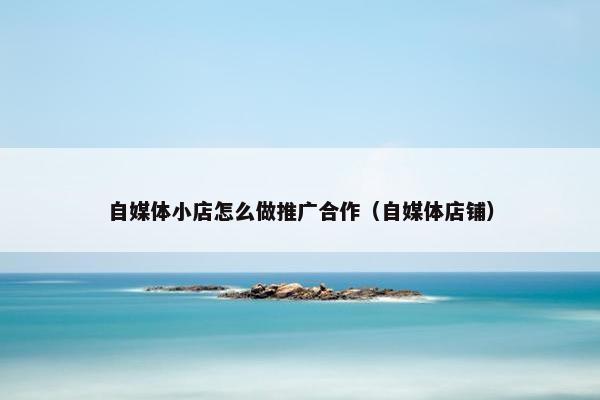 自媒体小店怎么做推广合作（自媒体店铺）