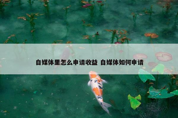 自媒体里怎么申请收益 自媒体如何申请