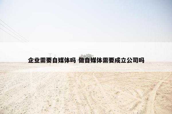 企业需要自媒体吗 做自媒体需要成立公司吗