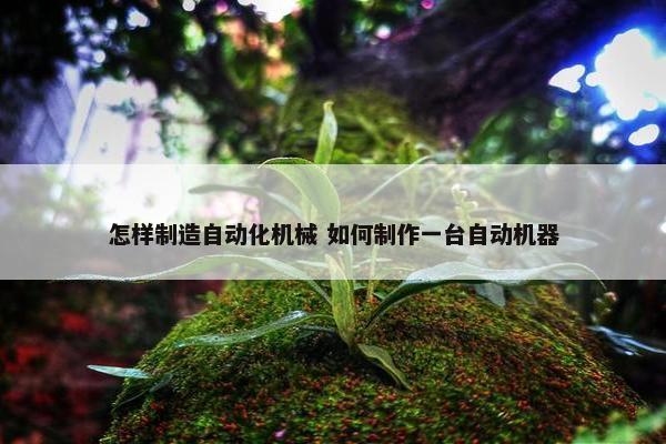 怎样制造自动化机械 如何制作一台自动机器