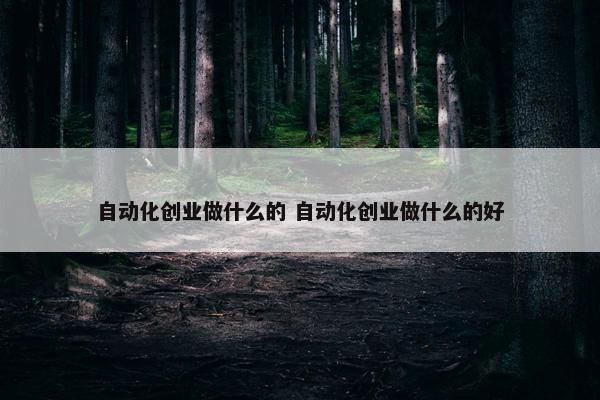 自动化创业做什么的 自动化创业做什么的好