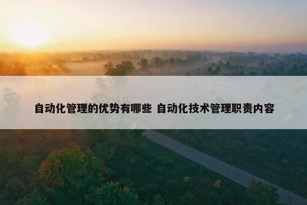 自动化管理的优势有哪些 自动化技术管理职责内容