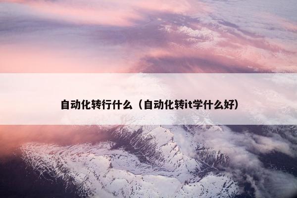 自动化转行什么（自动化转it学什么好）