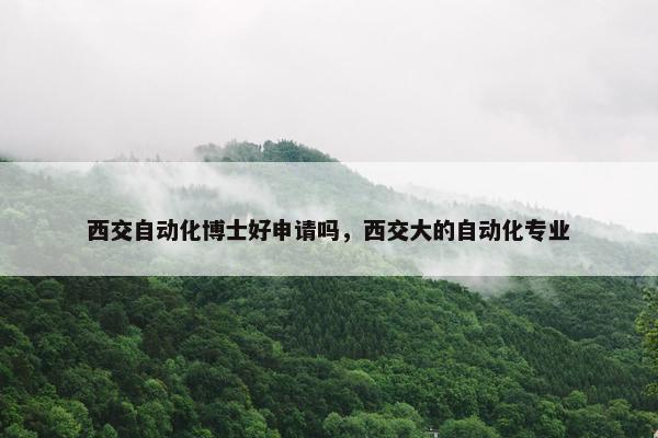 西交自动化博士好申请吗，西交大的自动化专业