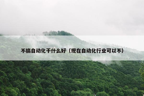 不搞自动化干什么好（现在自动化行业可以不）