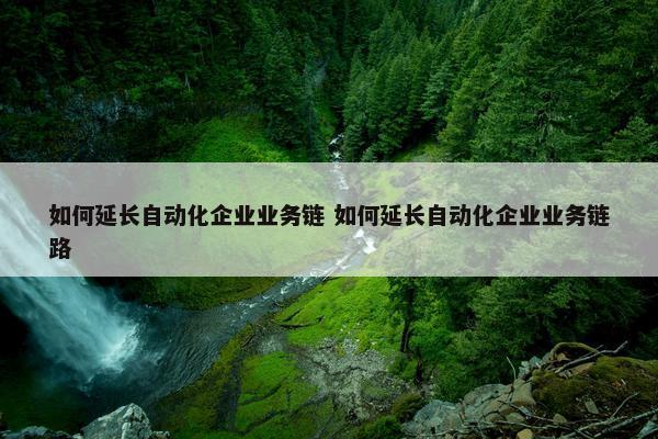 如何延长自动化企业业务链 如何延长自动化企业业务链路