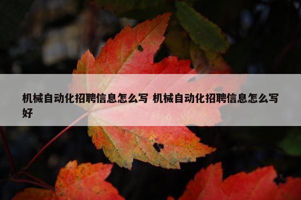 机械自动化招聘信息怎么写 机械自动化招聘信息怎么写好