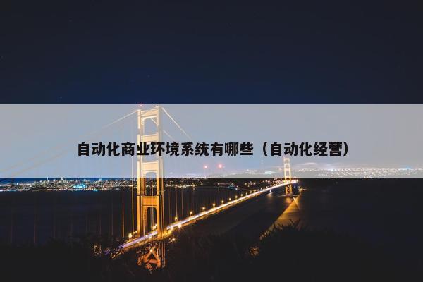 自动化商业环境系统有哪些（自动化经营）