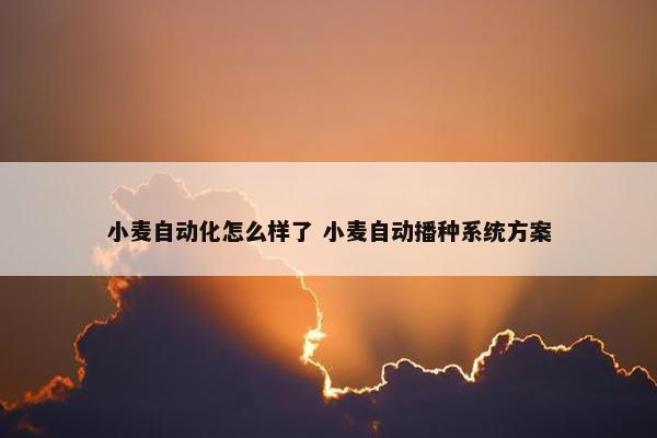 小麦自动化怎么样了 小麦自动播种系统方案