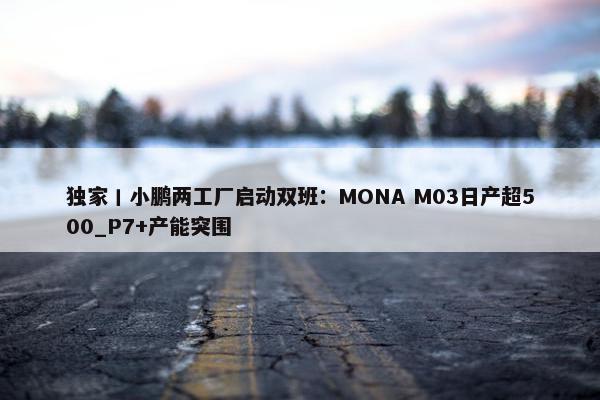 独家丨小鹏两工厂启动双班：MONA M03日产超500_P7+产能突围