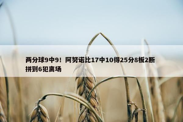 两分球9中9！阿努诺比17中10得25分8板2断 拼到6犯离场