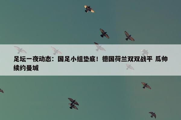 足坛一夜动态：国足小组垫底！德国荷兰双双战平 瓜帅续约曼城