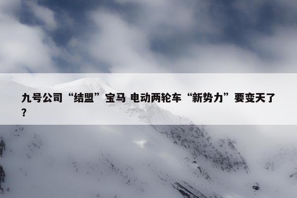 九号公司“结盟”宝马 电动两轮车“新势力”要变天了？