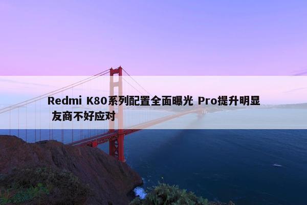 Redmi K80系列配置全面曝光 Pro提升明显 友商不好应对