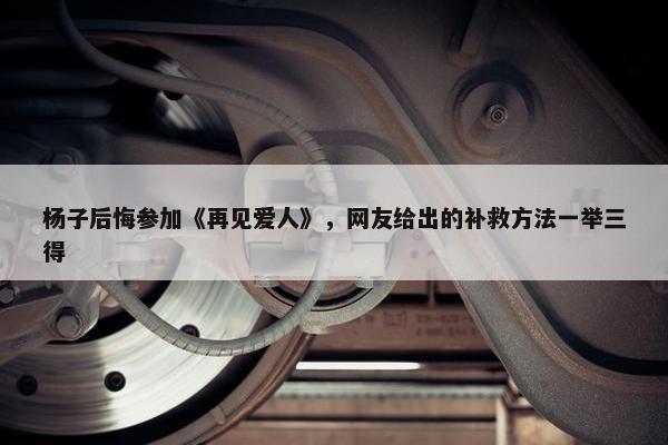 杨子后悔参加《再见爱人》，网友给出的补救方法一举三得