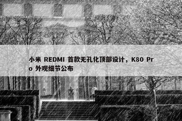 小米 REDMI 首款无孔化顶部设计，K80 Pro 外观细节公布