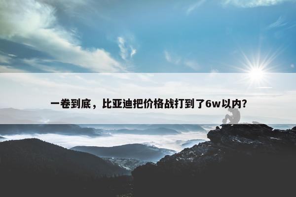 一卷到底，比亚迪把价格战打到了6w以内？