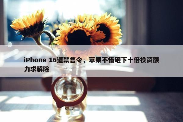 iPhone 16遭禁售令，苹果不惜砸下十倍投资额力求解除