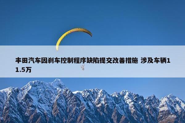 丰田汽车因刹车控制程序缺陷提交改善措施 涉及车辆11.5万