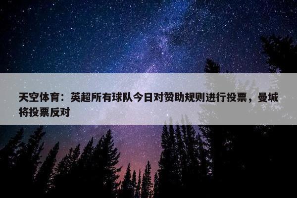 天空体育：英超所有球队今日对赞助规则进行投票，曼城将投票反对