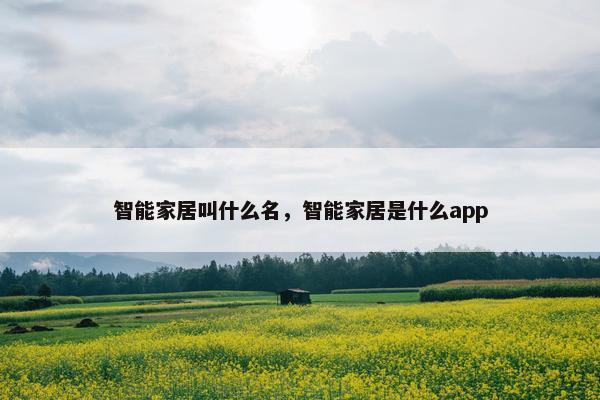 智能家居叫什么名，智能家居是什么app