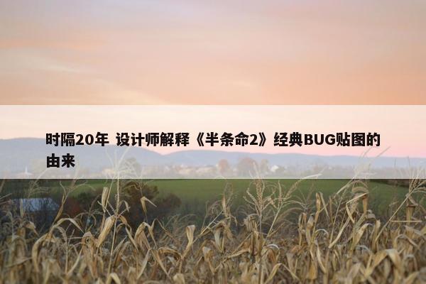 时隔20年 设计师解释《半条命2》经典BUG贴图的由来