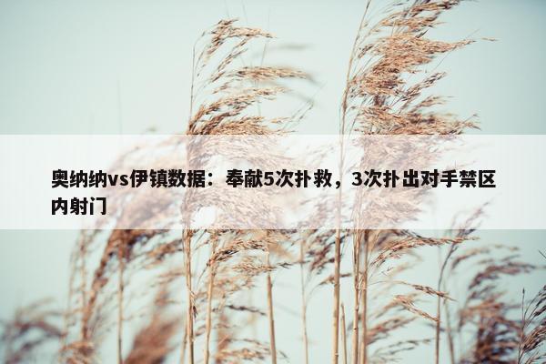 奥纳纳vs伊镇数据：奉献5次扑救，3次扑出对手禁区内射门