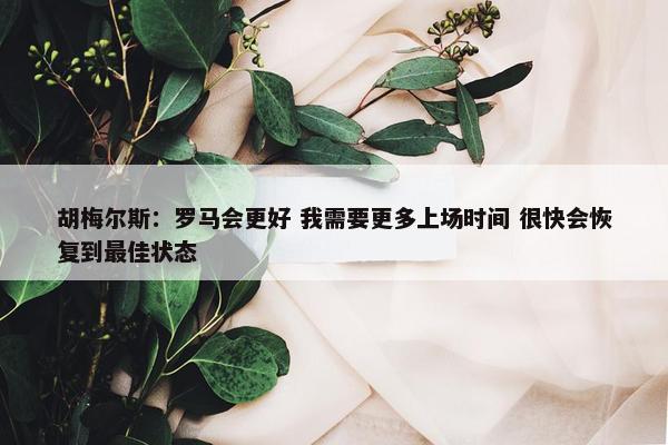 胡梅尔斯：罗马会更好 我需要更多上场时间 很快会恢复到最佳状态