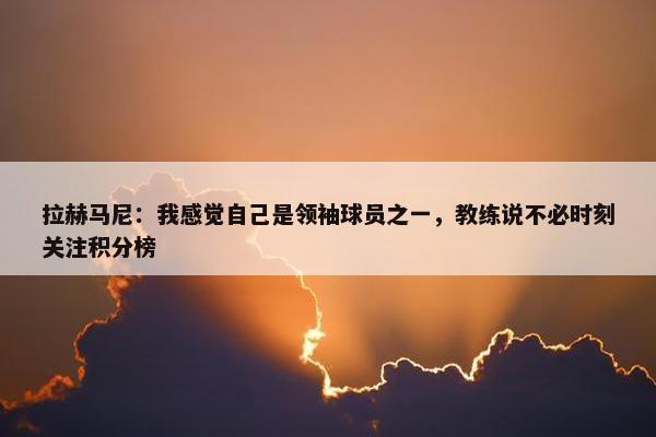 拉赫马尼：我感觉自己是领袖球员之一，教练说不必时刻关注积分榜