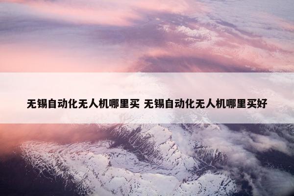 无锡自动化无人机哪里买 无锡自动化无人机哪里买好