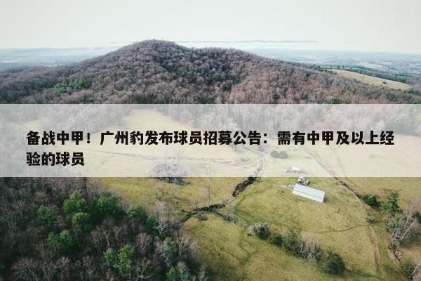 备战中甲！广州豹发布球员招募公告：需有中甲及以上经验的球员