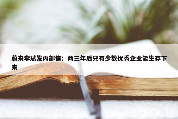 蔚来李斌发内部信：两三年后只有少数优秀企业能生存下来