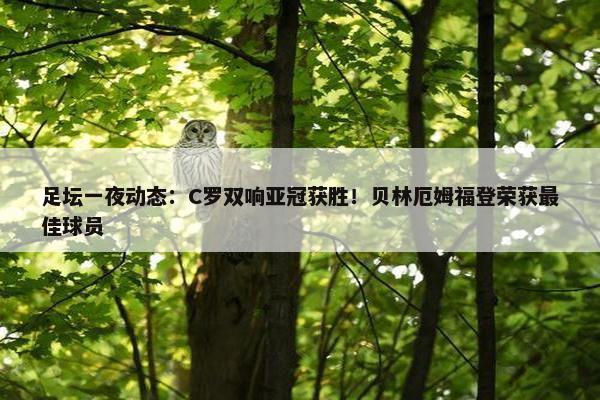 足坛一夜动态：C罗双响亚冠获胜！贝林厄姆福登荣获最佳球员