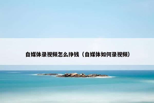 自媒体录视频怎么挣钱（自媒体如何录视频）