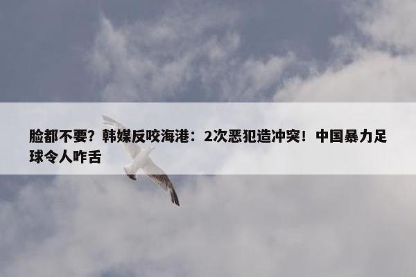 脸都不要？韩媒反咬海港：2次恶犯造冲突！中国暴力足球令人咋舌