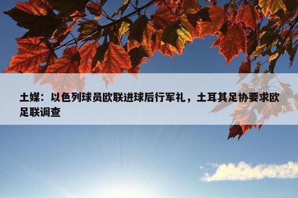 土媒：以色列球员欧联进球后行军礼，土耳其足协要求欧足联调查